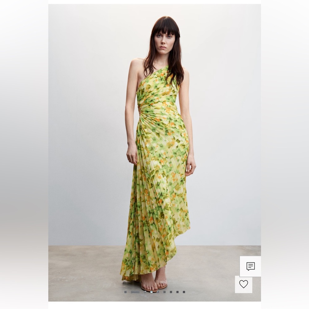 Mango Asymetrical Pleated Dress